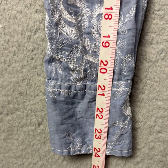 Cino Mimosa Vintage Blue Embroidered Button Down Shirt XS Quiet Luxury Capsule - Picture 7 of 10